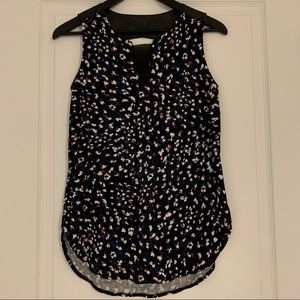 Dynamite printed tank top with black faux leather cutout